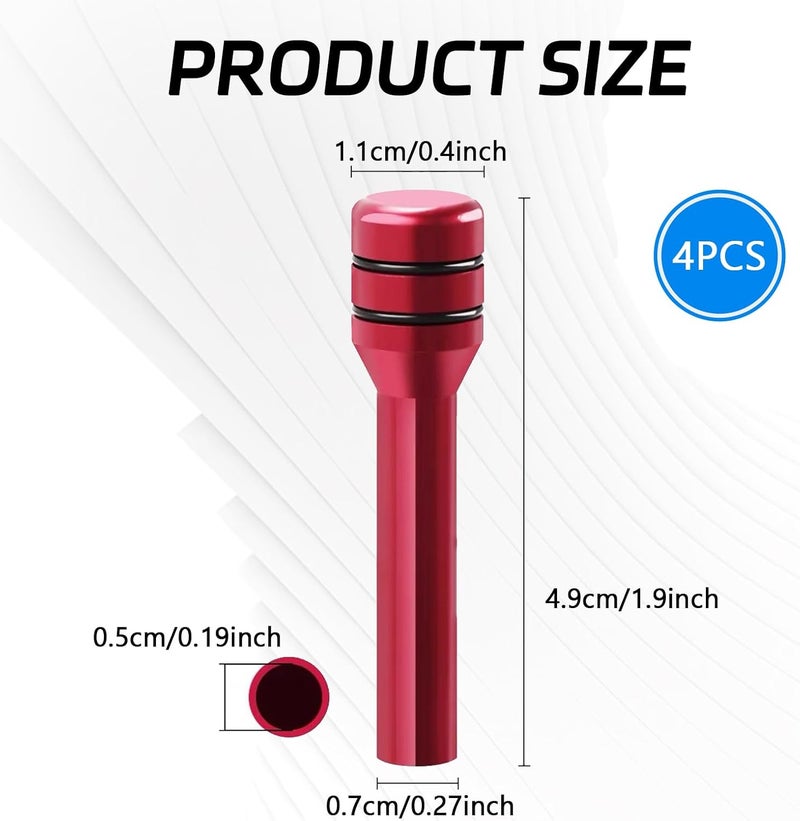 SWQS 4 PCS Car Door Lock Knobs, Aluminum Alloy Automotive Inner Door Lock Pull Pins Replacement, Universal Auto Door Lift Bolt Cover Cap, Car Decorative Accessories for Cars, SUVs, Trucks (Red) - Image 2